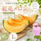山形のご当地メロン「紅花メロン」　4Lサイズ　1玉入箱（赤肉・つる付）【V-01】