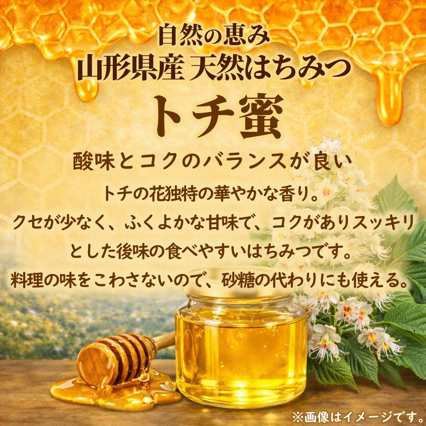 さくら養蜂園の天然はちみつ（トチ蜜/300g） 〈山形県朝日町