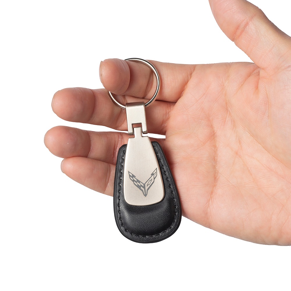 C8 CORVETTE LEATHER TEARDROP KEY TAG