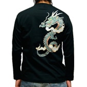 S-2788 long 和柄メンズ長袖Tシャツ 昇り龍 【WEB限定商品】｜和