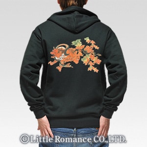 S-2064 zip_parka 和柄メンズジップパーカー 鬼紅葉｜和柄ブランドの