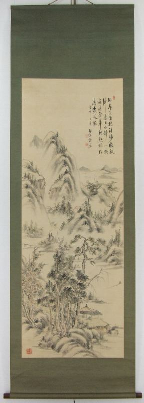 ｱ-0025 浅井 柳塘 ≪山水≫ | 掛軸 【阿波の作家】,あ行 | | 表具修復