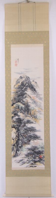 羊の日本画 掛軸 約70cm x 40cm 本格ミニ掛軸 現代日本画 干支 未年 招福羊恵比寿大黒 KM3R2-178