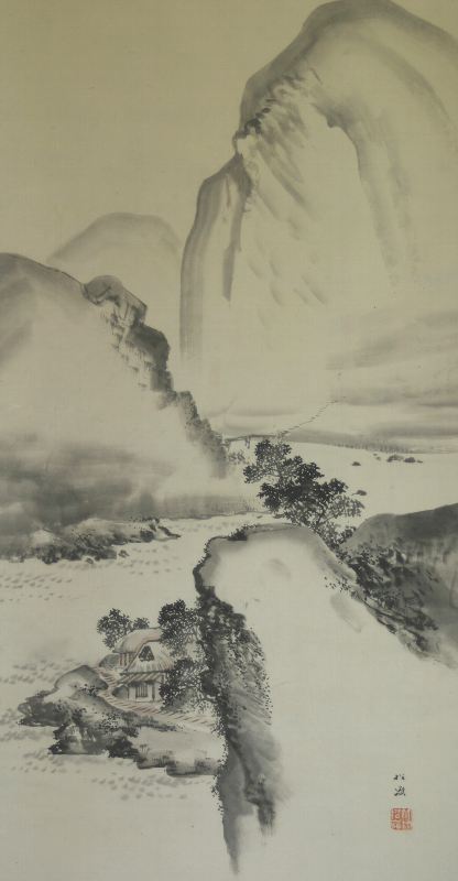 ﾀ-0014 竹村 松嶺 ≪風景画（山水）≫ | 掛軸 【阿波の作家】,た行