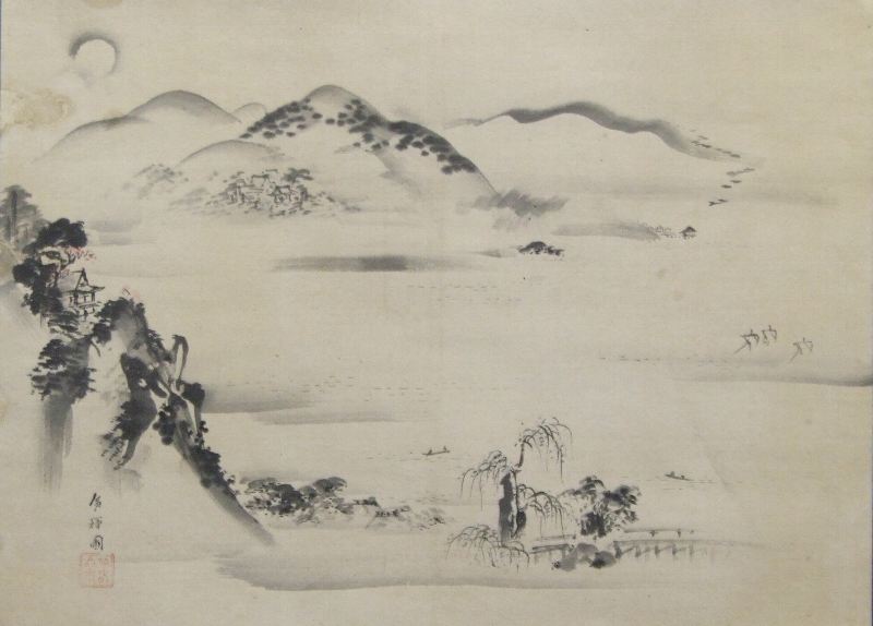 渡辺広輝 日本画掛軸『名古曾の関』 ﾜ-0001 渡辺 広輝 ≪風景≫ | 掛軸 【阿波の作家】,わ行 | | 表具修復