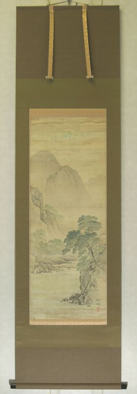 松嶺？水墨画 掛軸 山と川の風景 松嶺？水墨画 掛軸 山と川の風景 松嶺？水墨画 掛軸 山と川の風景 -