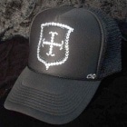 Cross emblem Swarovski black cap