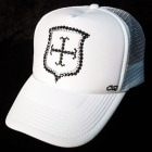 Cross emblem Swarovski white cap