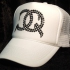 CQ cross Swarovski cap white