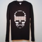 Skull checked pattern Long T-shirt Black