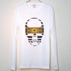 Skull yellow black pattern Long T-shirt White