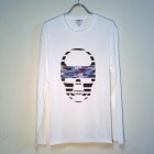 Skull camouflage Blue  black Long T-shirtWhite