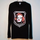 Marilyn Emblem Swarovski　Long T-shirt Black×Red|Long T-Shirt　-ロンT-