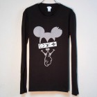 Secret mouse Mosaic Parody 3 Emblem Swarovski Long T-shirt Black