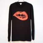 Lip Killer Swarovski Long T Shirt Black