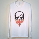 Skull bandana British flag Long T-shirt White