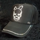 Skull Bunny Swarovski Full Custom Cap Black