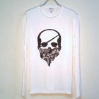 Skull Bandana Logo Pattern Long T Shirt White