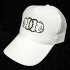 Parody double handed Swarovski cap white