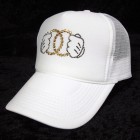 Parody double handed Gold Swarovski cap white��