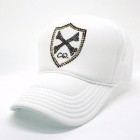 Emblem Cross Bone Swarovski Cap White