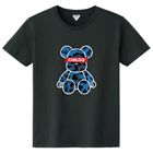 Bear Animal print blue T-shirt Black