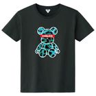 Bear Animal print Lime Green T-shirt Black