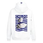 Rome Bronze Slide Pattern Blue Hoodie White