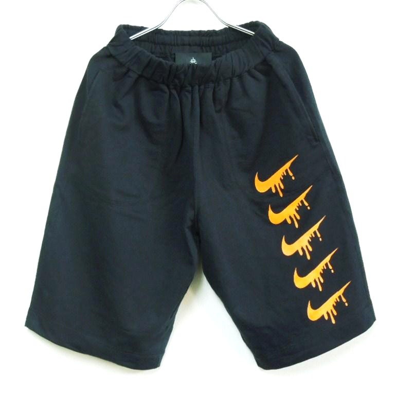 Parody Melt Mark Half pants BlackOrange