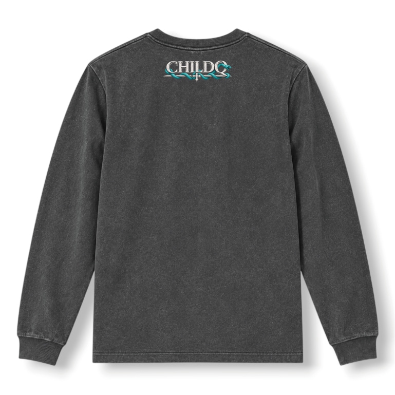 CHILDQ TURQUOISE BLUE SNAKE STATUE FADE LONG TEE