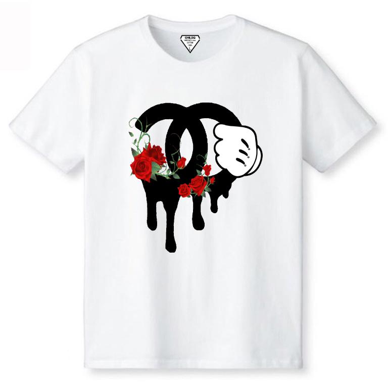 Parody One Hand Flower Swarovski T-shirt White
