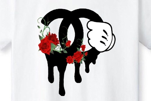 Parody One Hand Flower Swarovski T-shirt White