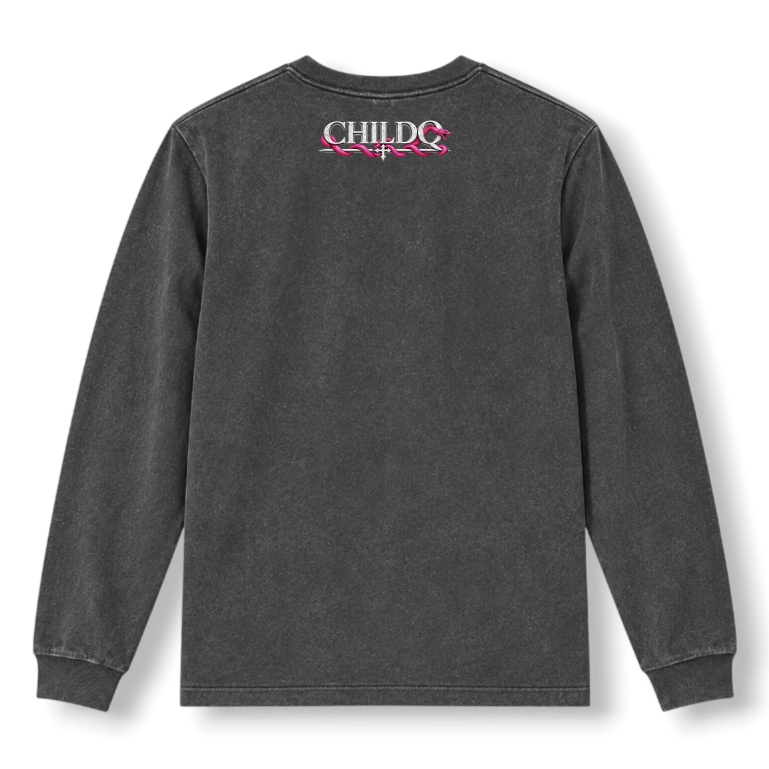 CHILDQ PINK SNAKE STATUE FADE LONG TEE