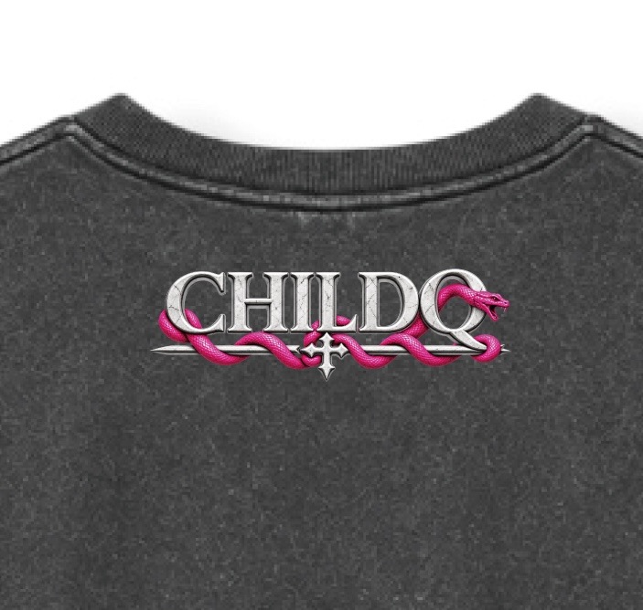 CHILDQ PINK SNAKE STATUE FADE LONG TEE