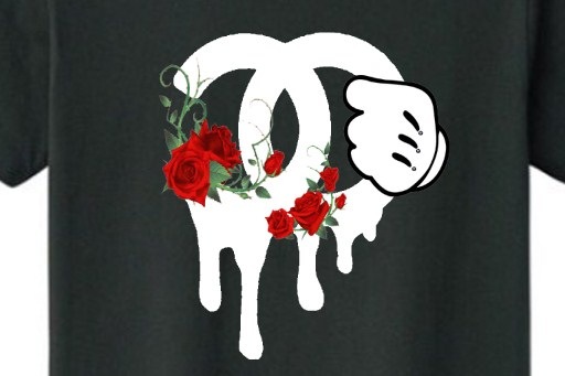 Parody One Hand Flower Swarovski T-shirt Black