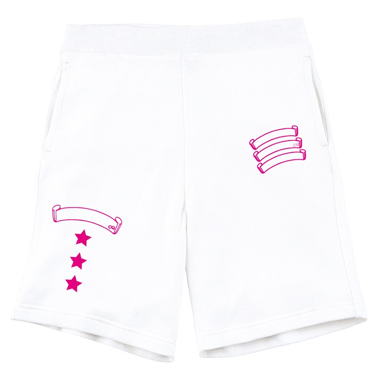 Three Star Vivid Pink half pants White