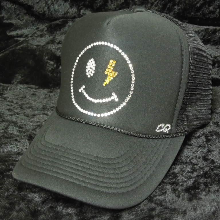 Smiley Thunder Swarovski Cap Black