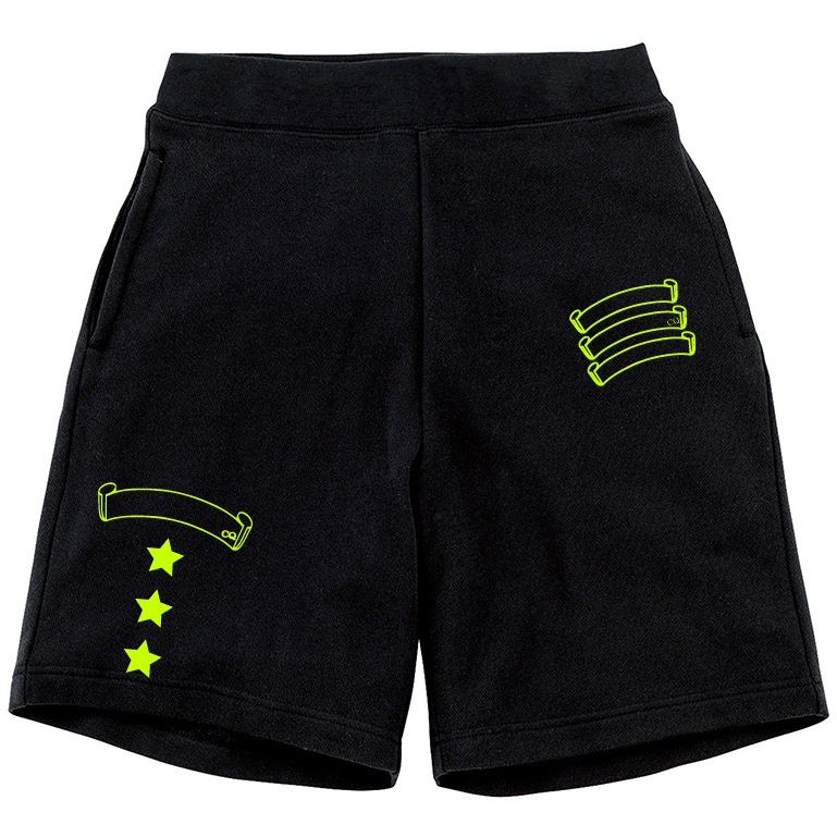 Three Star Vivid yellow  half pants Black