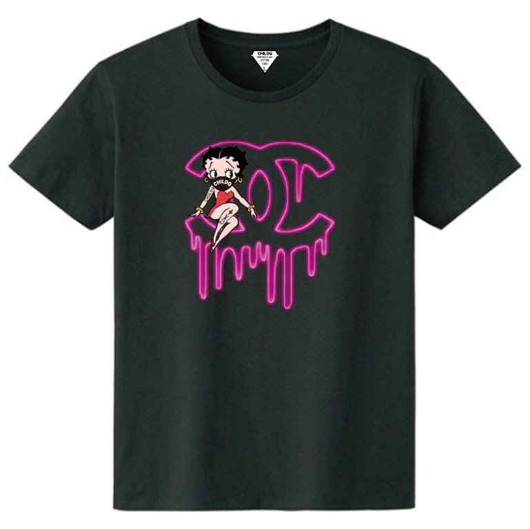 CHILDQ & Betty N.o3 Black x neon pink T-shirt