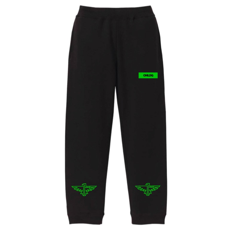 Vivid Green Eagle  pants Black
