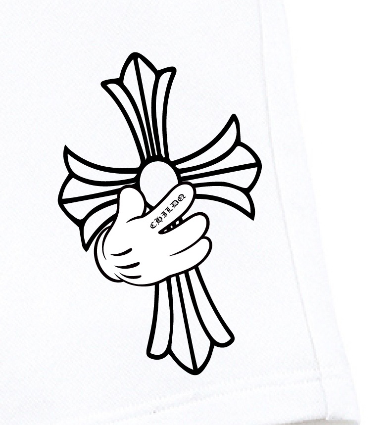 Cross hand half pants White