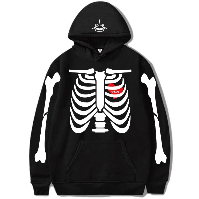 Bone Crystal Hoodie Black