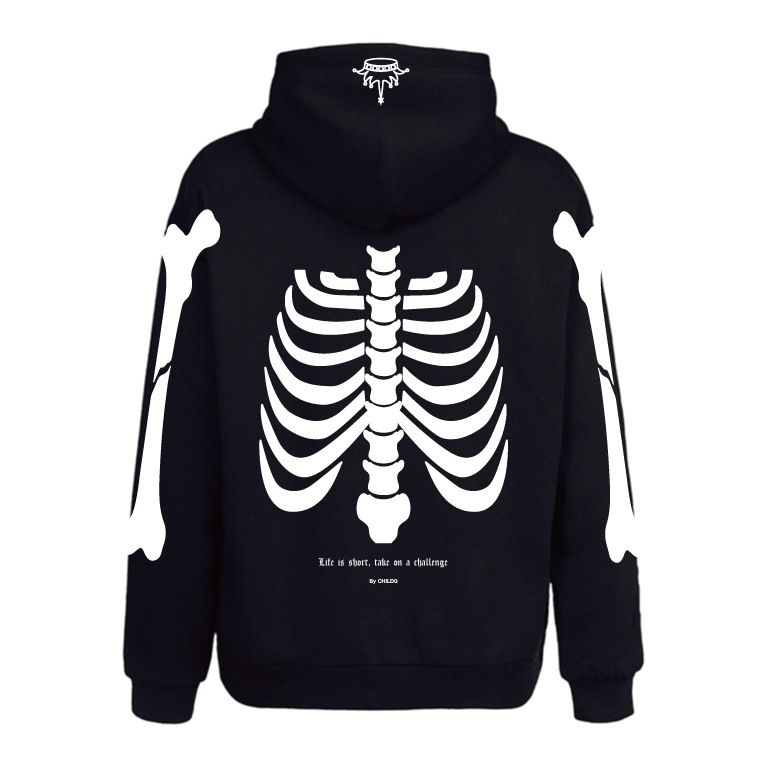 Bone Crystal Hoodie Black