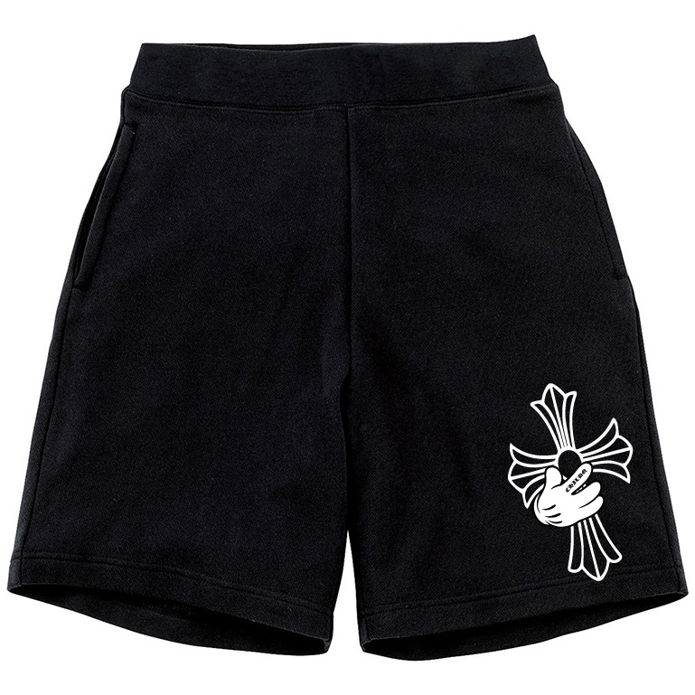Cross hand half pants Black