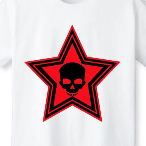 Stars Skull T-shirt WhiteRed