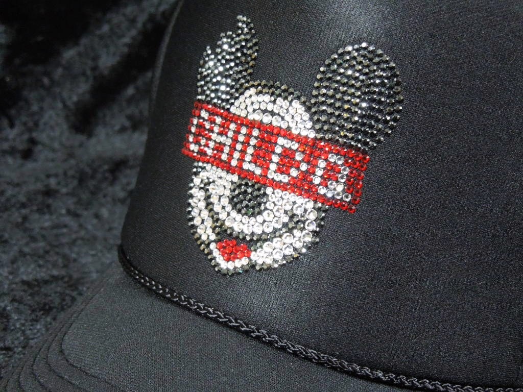 Secret mouse box logo Swarovski cap Black