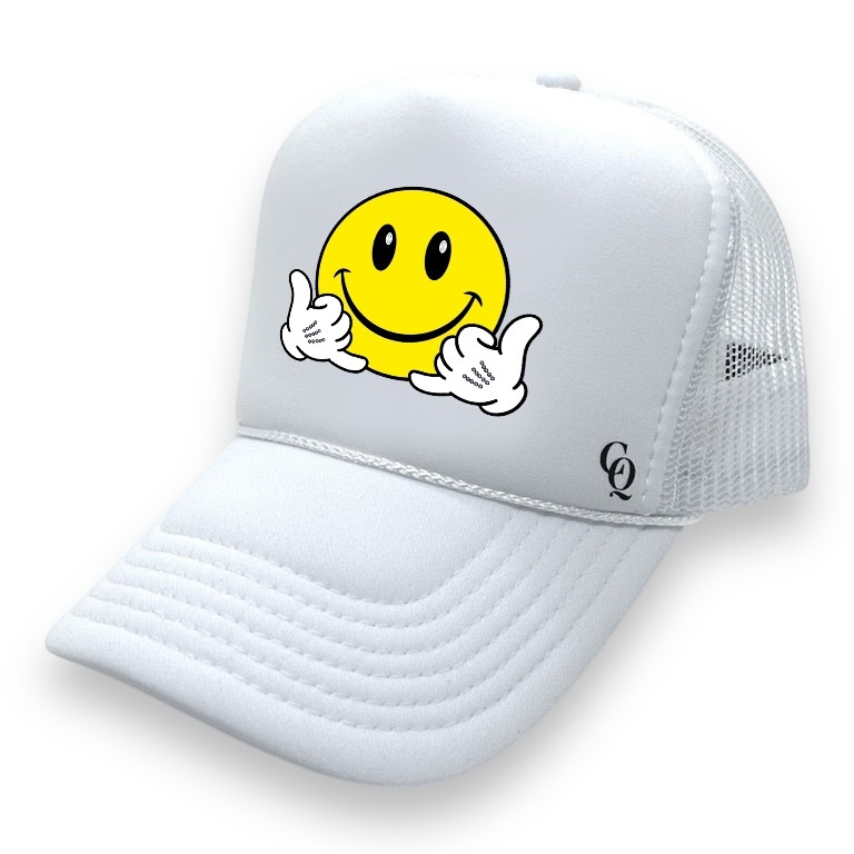 Smiley Crystal Cap White