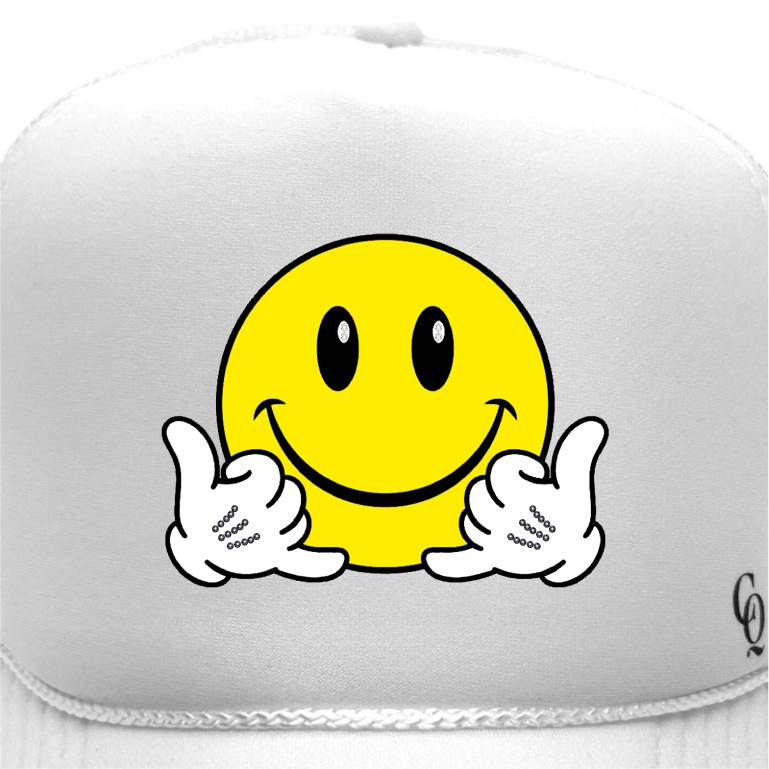 Smiley Crystal Cap White