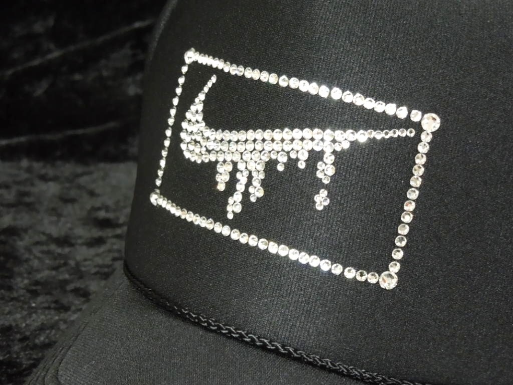 Parody Melt Mark flame Swarovski Cap Black