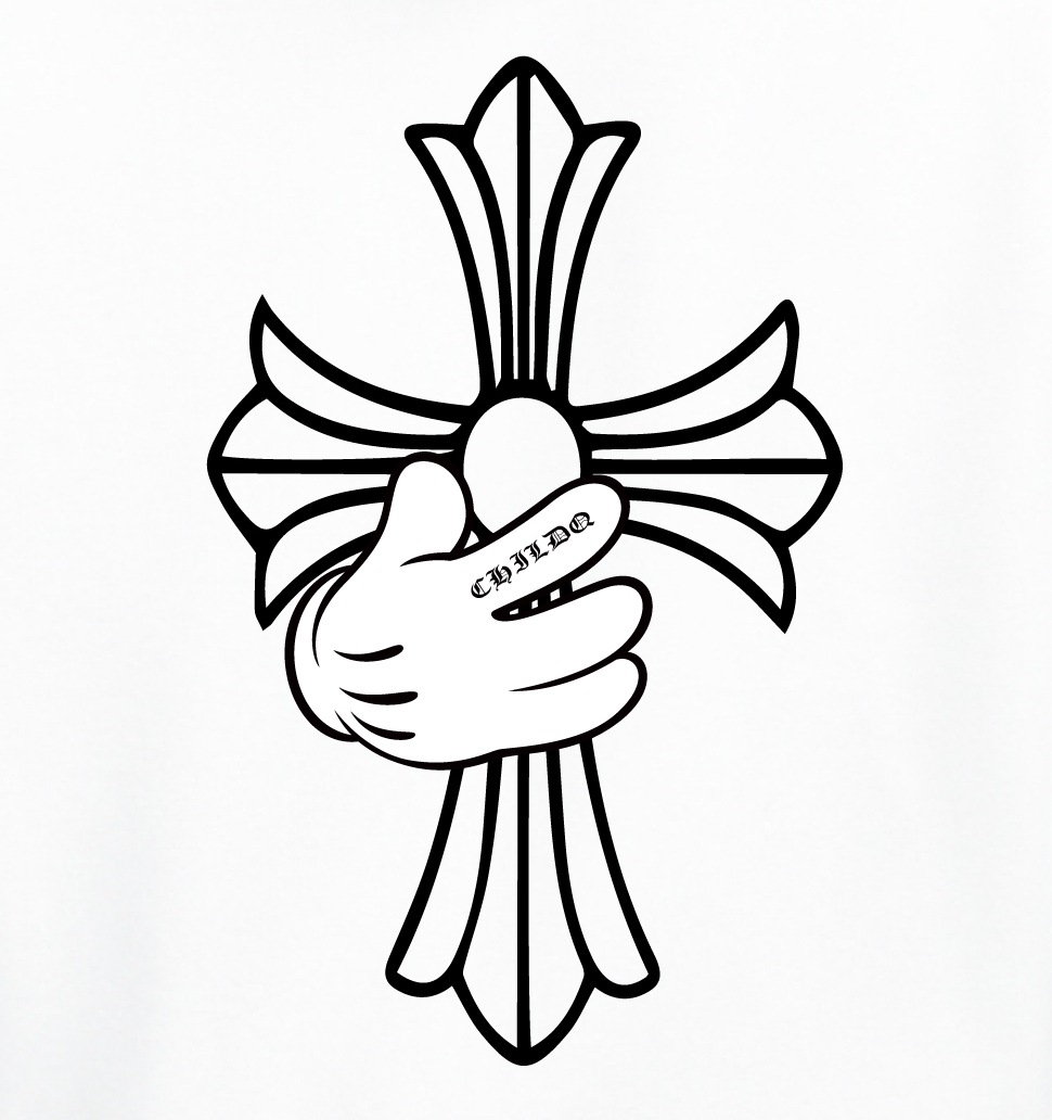 Cross hand Hoodie white